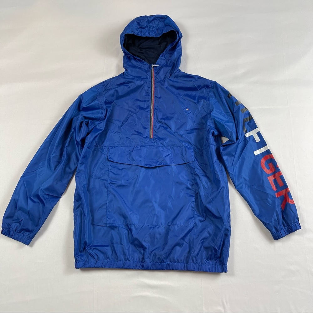 TOMMY HILFIGER 1/4 Zip Hooded Windbreaker Jacket Size: large (16-18)